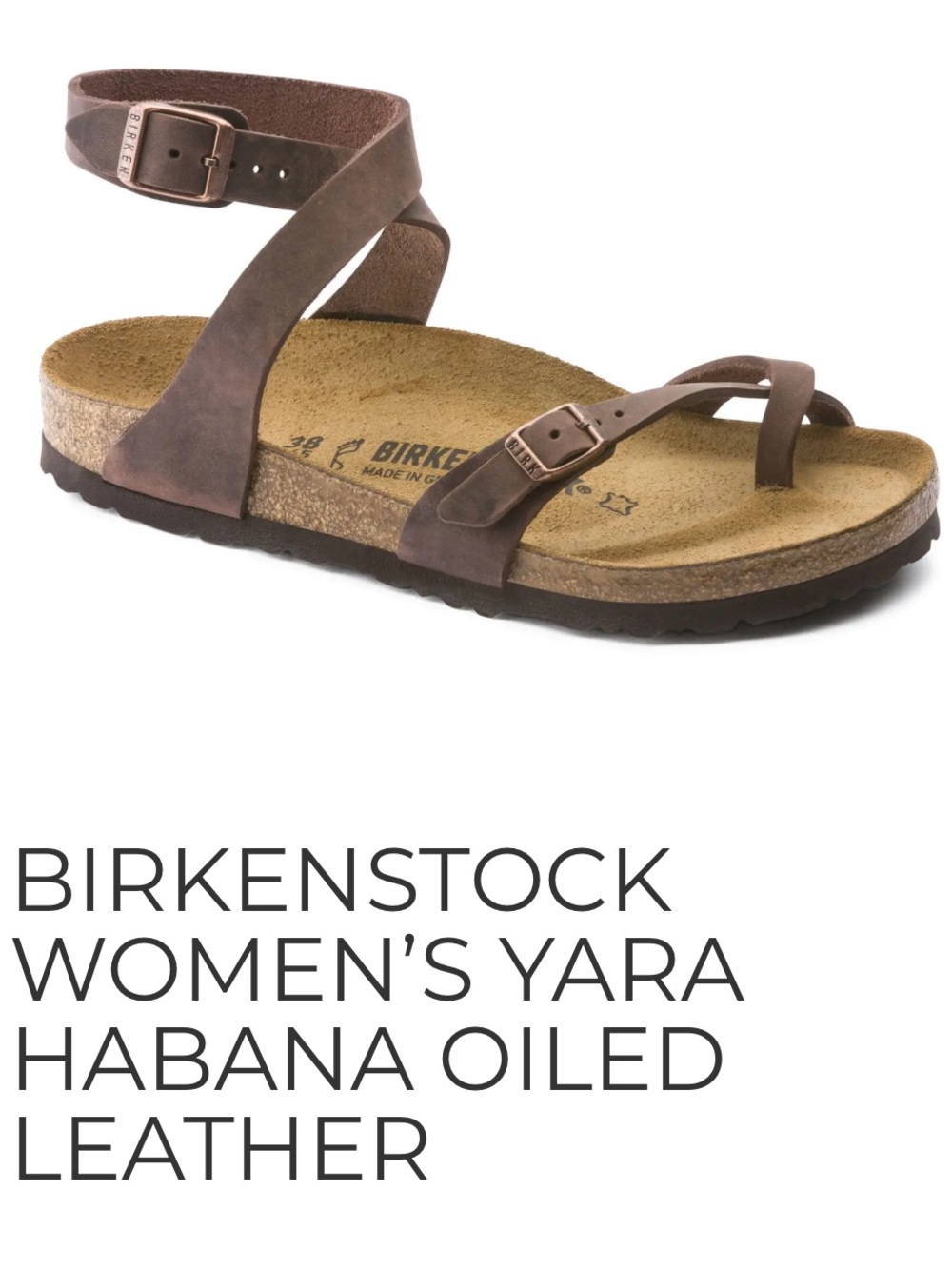 BIRKENSTOCK Yara Habana Oiled Leather Ankle Strap Sandals Mocha EU 38 US 8 - 8.5 - Picture 8 of 11